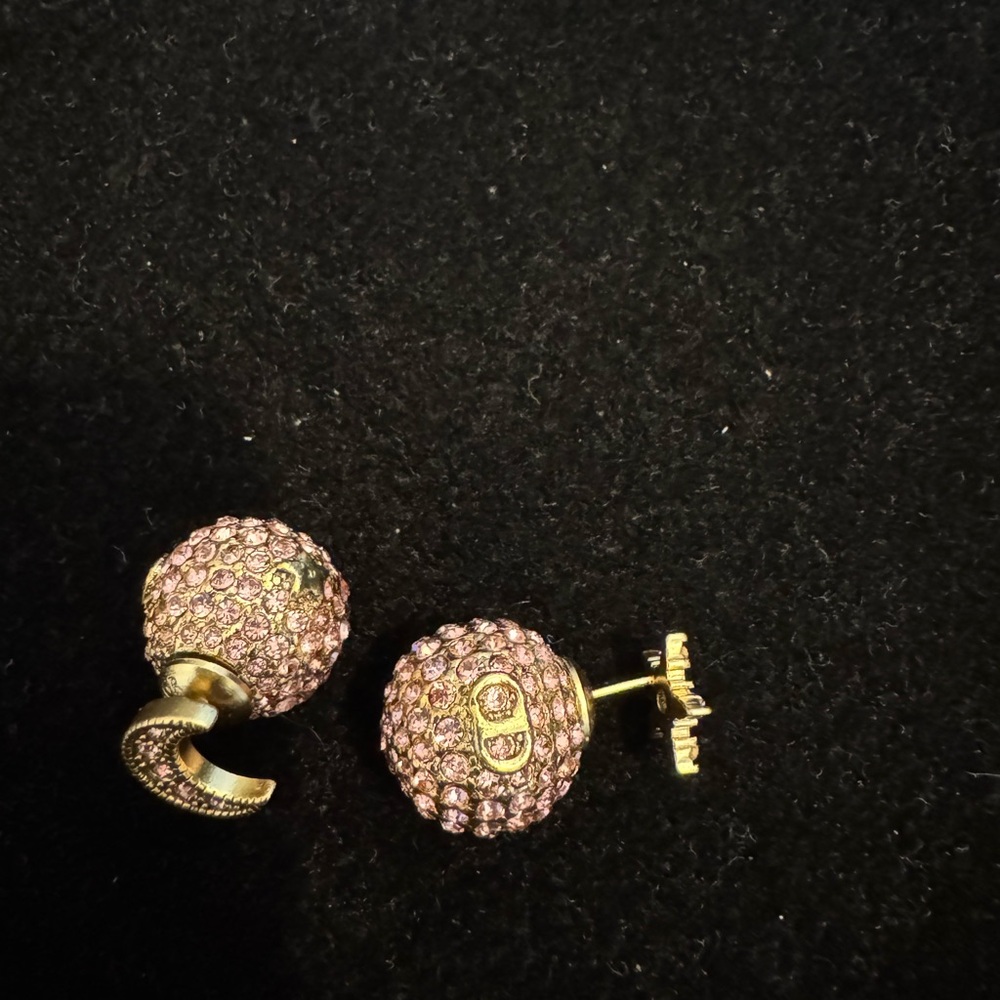 Dior Pink and Gold Pavé Crystal Earrings - Picture 5 of 5